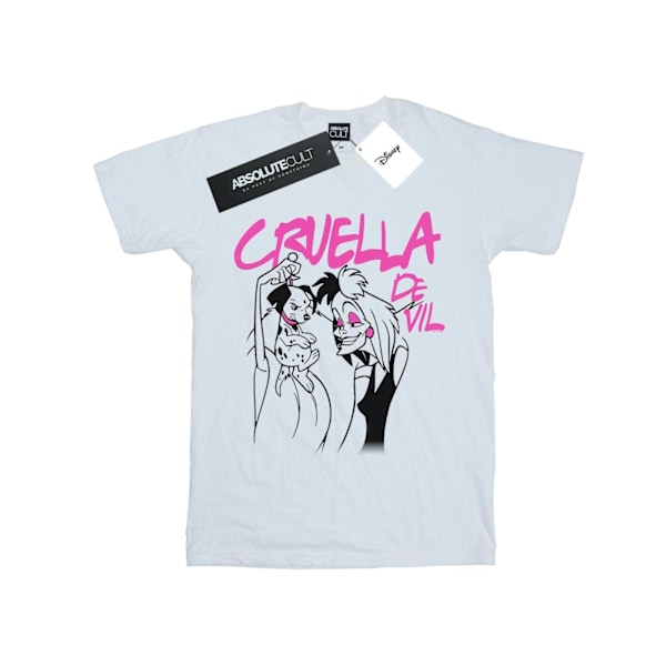 Disney Girls Cruella De Vil Collared Cotton T-Shirt 7-8 År W White 7-8 Years