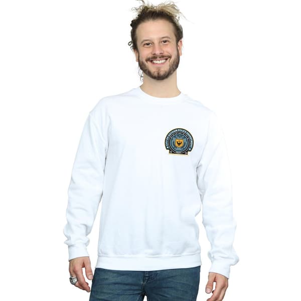 DC Comics Herr Batman Gotham Police Dept Brösttryck Sweatshirt White L