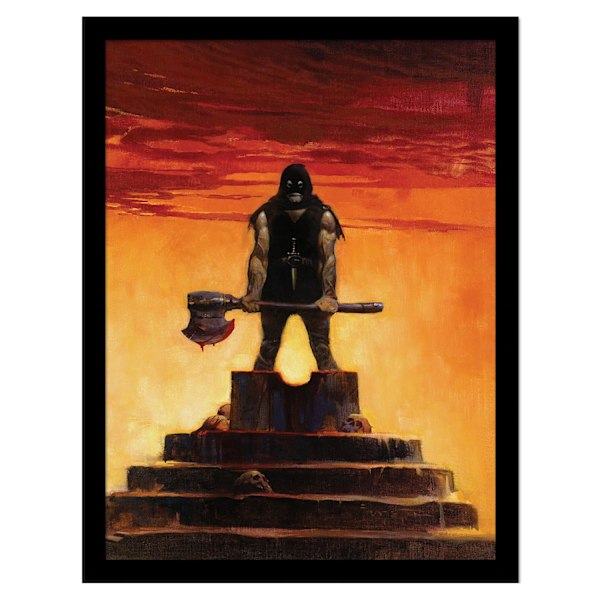 Frazetta The Executioner inramad affisch 40cm x 30cm Röd/Gul/Svart Red/Yellow/Black 40cm x 30cm