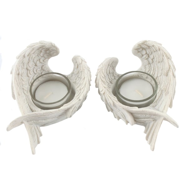 Something Different Änglavingar Tealight-hållare (2-pack) På White One Size