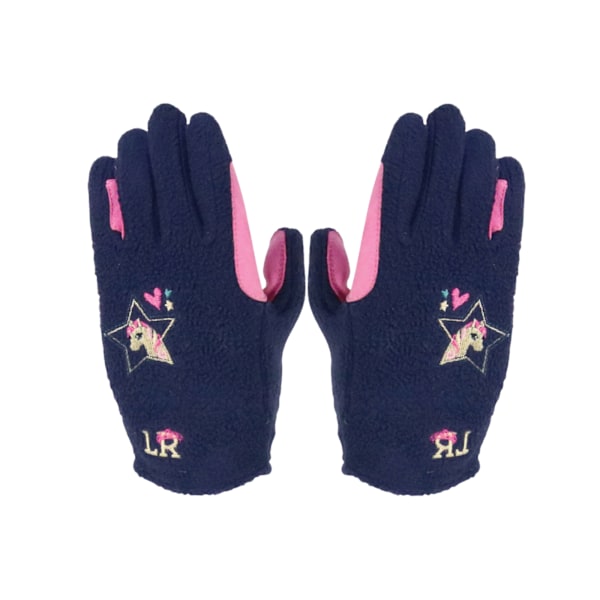 Little Rider Barn/Barn Fleece Ridhandskar M Marinblå/Rosa Navy/Pink M