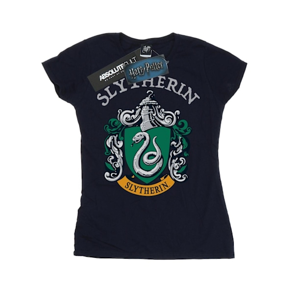 Harry Potter Dam/Kvinnor Slytherin Crest Bomull T-shirt M Nav Navy Blue M