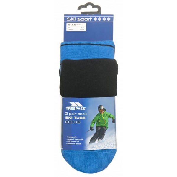 Trespass Mens Toppy Ski Tube Socks (2 par) 4/11 UK Svart/Ultramarin Black/Ultramarine 4/11 UK