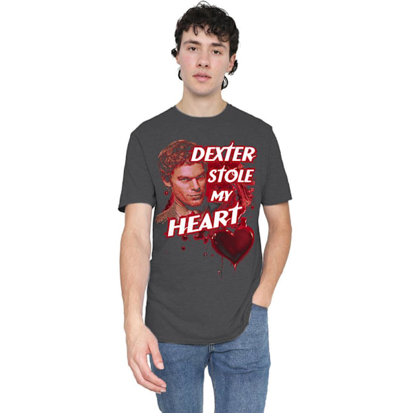 Dexter Unisex Vuxen Blodigt Hjärta T-Shirt M Kolgrå Charcoal M