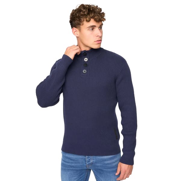 Crosshatch Wellburys Chunky Stickad Tröja för Män Mörkblå Navy M
