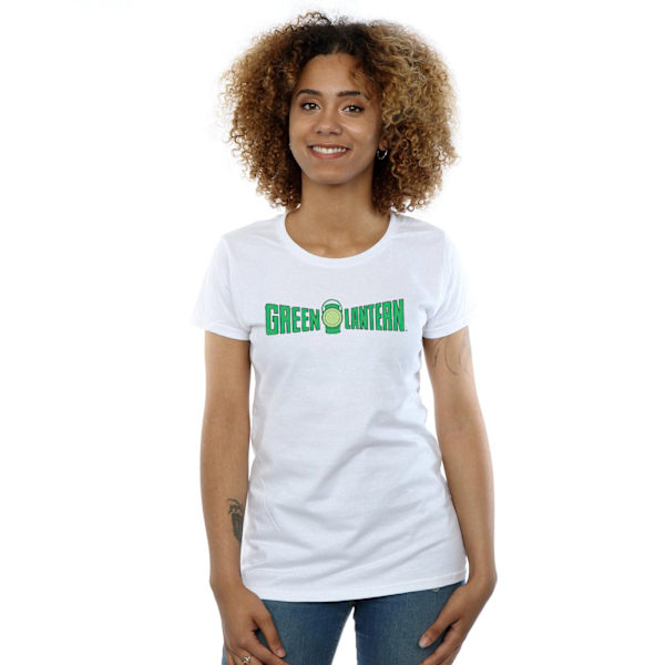 DC Comics Dam/Kvinnor Grön Lykta Text Logo Bomull T-shirt White M