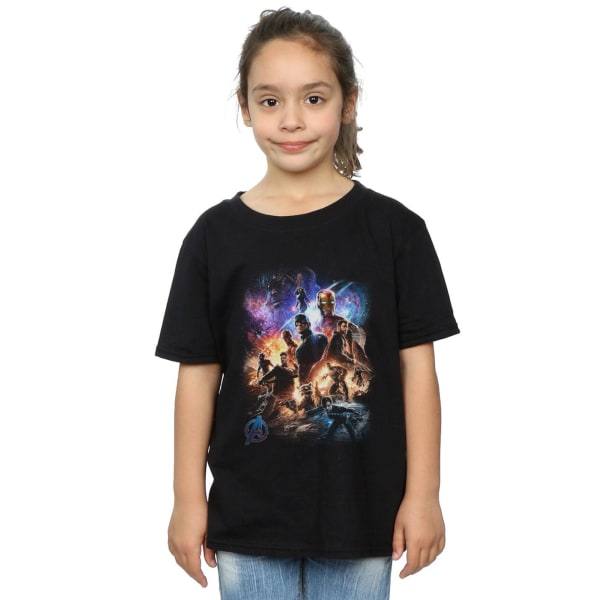 Marvel Girls Avengers Endgame Character Montage T-shirt i bomull Black 7-8 Years