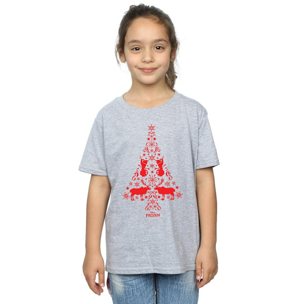 Disney Girls Frozen Julgran Bomull T-shirt 12-13 År S Sports Grey 12-13 Years