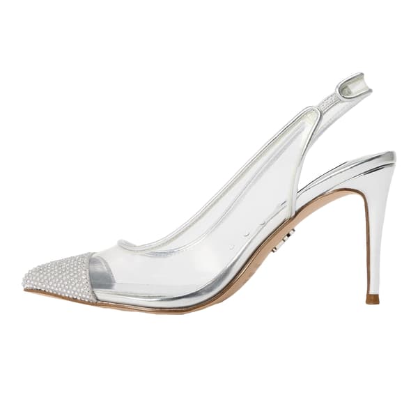 Steve Madden Dam/Kvinnor Leena Metallic Sling Back Pumps 5 UK Silver 5 UK