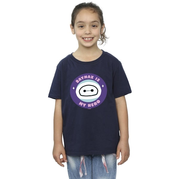 Disney Girls Big Hero 6 Baymax My Hero Pocket Bomull T-shirt 12 Navy Blue 12-13 Years