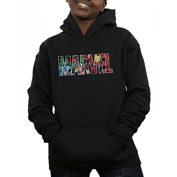 Marvel Comics Boys Logo Character Infill Hoodie 9-11 år Svart Black 9-11 Years