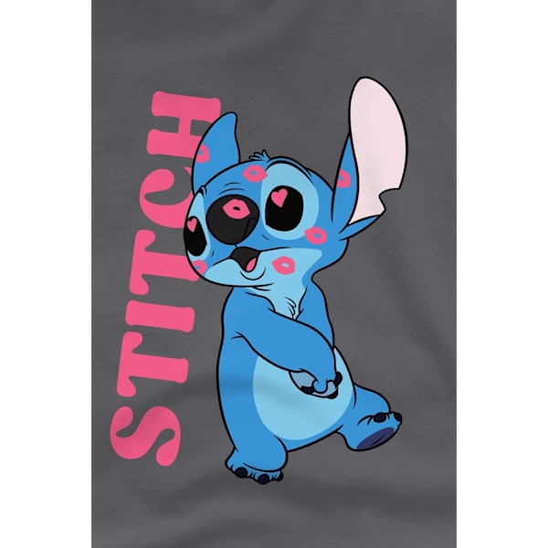 Lilo & Stitch Herr T-Shirt Täckt Med Kyssar S Gråmelerad Charcoal S