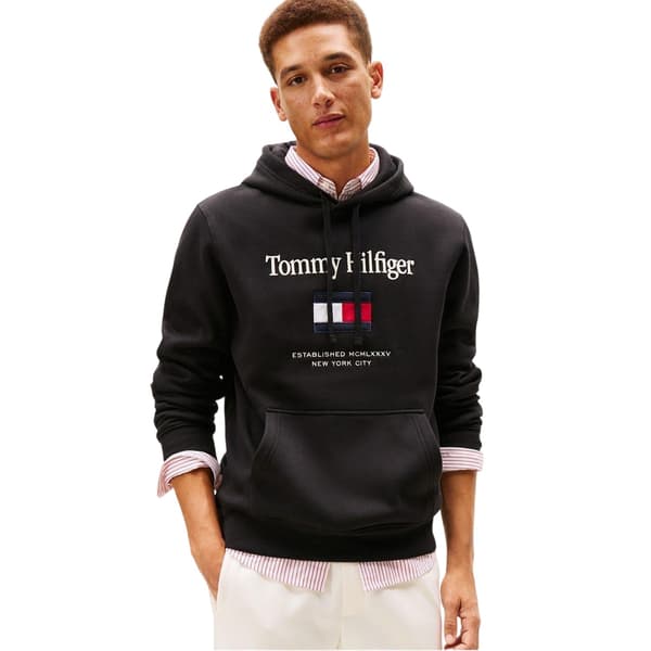 Tommy Hilfiger Herr Broderad Relaxed Fit Pullover Hoodie XL Black XL