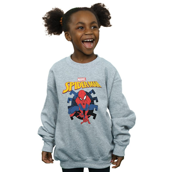 Marvel Girls Spider-Man Web Shooting Emblem Logo Sweatshirt 12- Sports Grey 12-13 Years