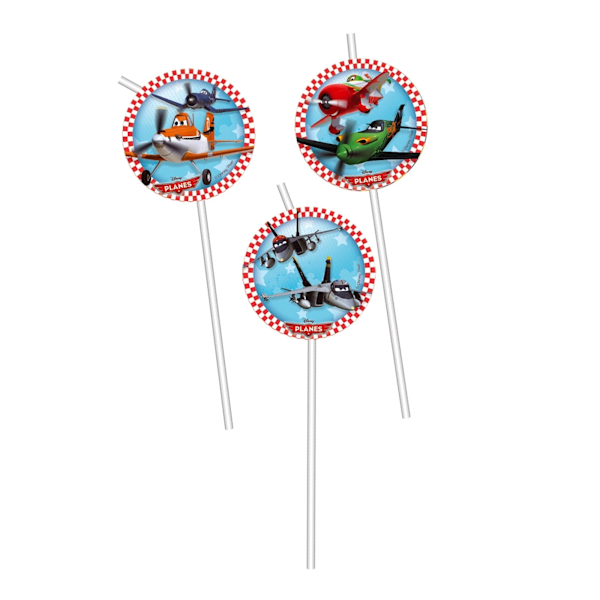 Disney Planes Sugrör Med Dekal (6-pack) One Size Clear/Multi Clear/Multicoloured One Size