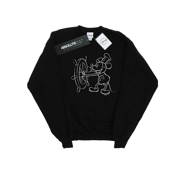 Disney Herr Mickey Mouse Steamboat Sketch Sweatshirt 4XL Svart Black 4XL