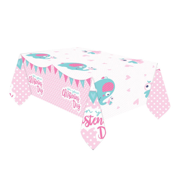 Amscan On Your Christening Day Bordsduk 1,8m x 1,2m Rosa Pink 1.8m x 1.2m