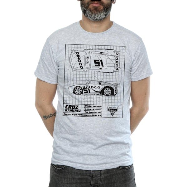 Disney Cars Cruz Ramirez Blueprint T-shirt L Sports Grey för män Sports Grey L