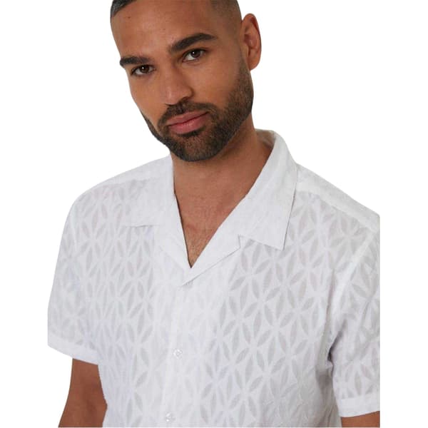 Threadbare Herr Geometriskt Mönstrad Kortärmad Skjorta L Vit White L