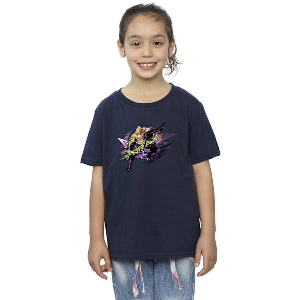 Marvel Girls Guardians Of The Galaxy Abstract Drax Bomull T-shirt Navy Blue 12-13 Years