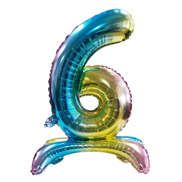 Realmax Stående Nummer 6 Regnbågsgradient Folieballong En Storlek Multicoloured One Size