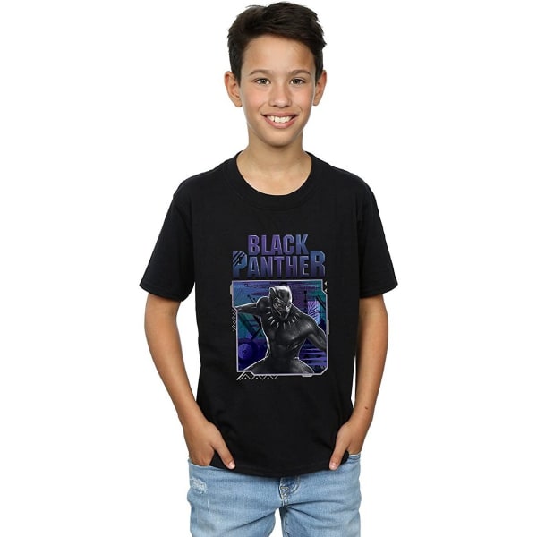 Black Panther Boys Tech Badge T-shirt bomull 9-11 år Svart Black 9-11 Years
