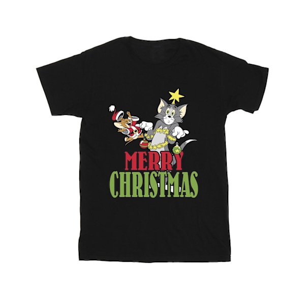 Tom och Jerry Pojkar God Jul Dekorationer T-shirt 7-8 År Svart Black 7-8 Years