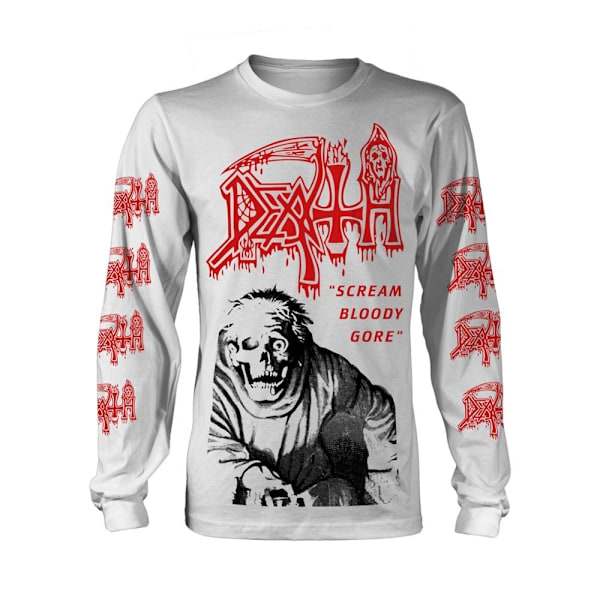 Death Unisex Adult Scream Bloody Gore Långärmad T-shirt M Vit White M