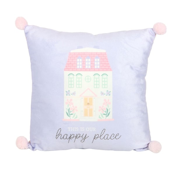 Something Different This Is Our Happy Place Fyrkantig Fylld Kudde Pastel Blue/Pink One Size