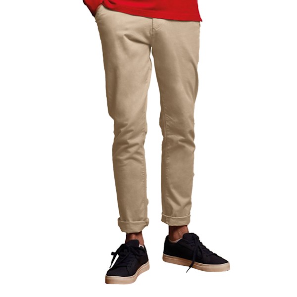 Front Row Herr Chino Stretchbyxor i Bomullsblandning 36L Stone Stone 36L