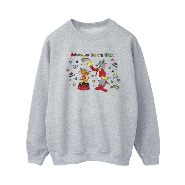 Tom And Jerry Dam/Damer Wanna Have Fun Sweatshirt XL Sports Sports Grey XL