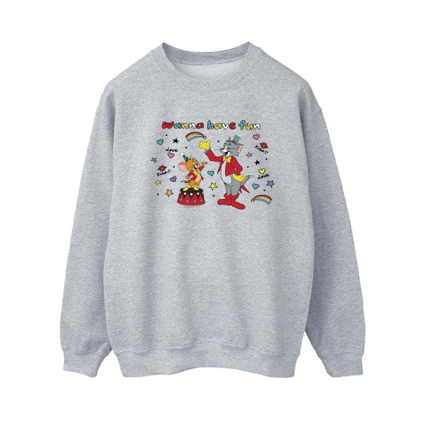 Tom And Jerry Womens/Ladies Wanna Have Fun Sweatshirt XXL Sport Sports Grey XXL
