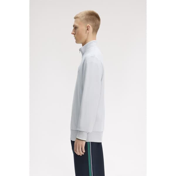 Fred Perry Herr Logotyp Halv Dragkedja Tröja L Dämpad Blå Dusky Blue L