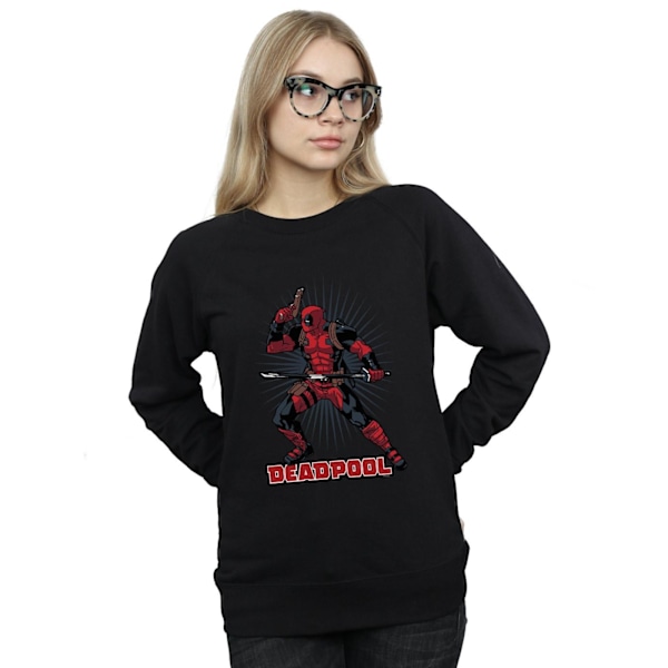 Marvel Dam Deadpool Gun Sword Burst Sweatshirt L Svart Black L