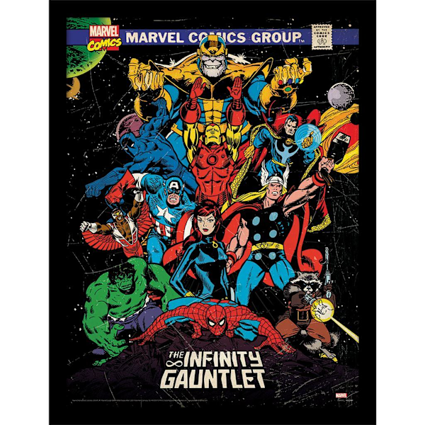 Avengers Infinity Gauntlet inramad affisch 40cm x 30cm Multicolou Multicoloured 40cm x 30cm