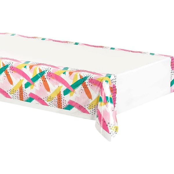 Kreativ fest plastkantad festbordsduk en storlek vit White/Multicoloured One Size