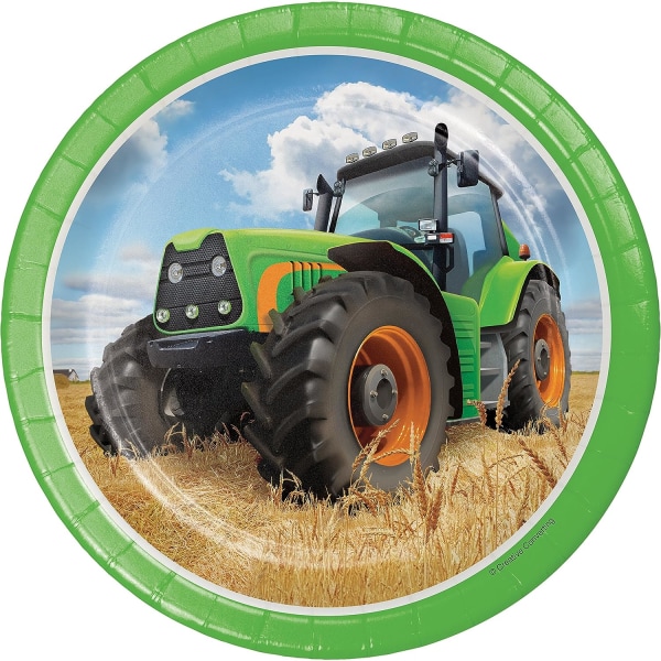Creative Converting Tractor Party Tallrikar One Size Blå/Grön/Bl Blue/Green/Black One Size