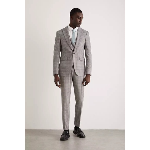 Burton Mens Pow Checked Skinny Suit Jacket 42R Grå Grey 42R
