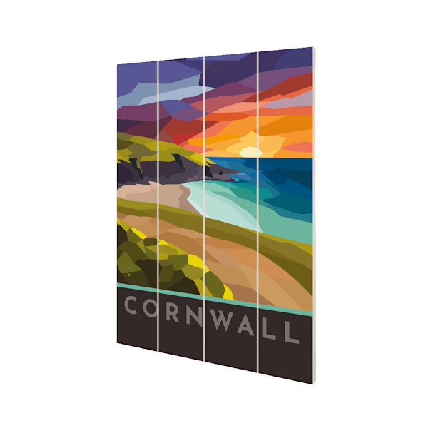 Georgina Westley Cornwall Glasmålning Träskylt 40cm x 59cm Multicoloured 40cm x 59cm