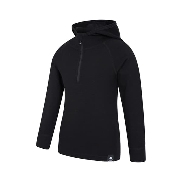 Mountain Warehouse Barn Hoodie i Merinoull för Barn 2-3 år Black 2-3 Years