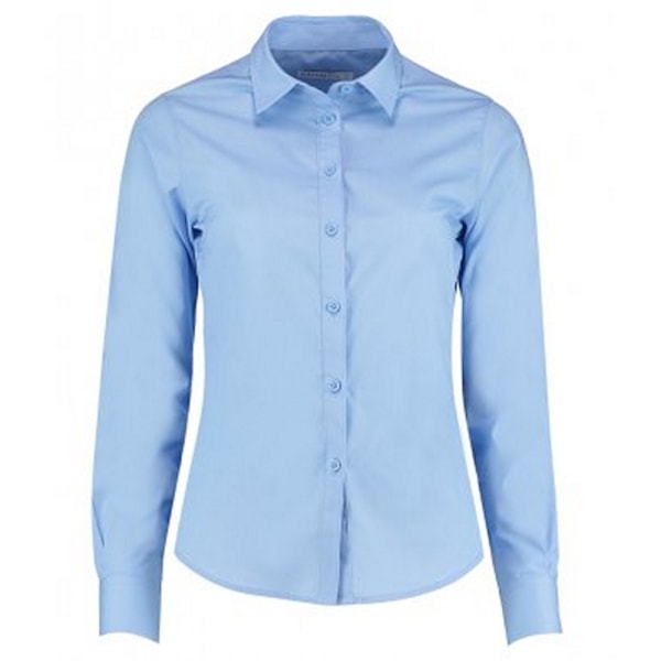 Kustom Kit Dam/Kvinnor Långärmad Skräddarsydd Poplinskjorta 10 L Light Blue 10
