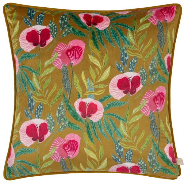 Wylder House Of Bloom Piped Poppy Kuddeöverdrag 43cm x 43cm Saffran Saffron 43cm x 43cm