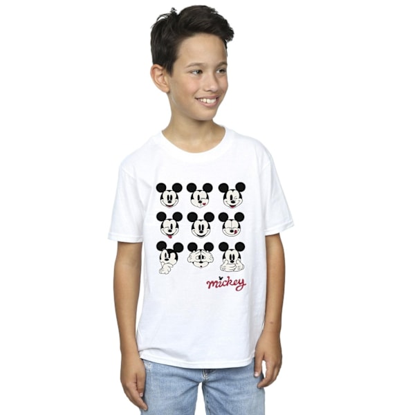 Disney Boys Mickey Mouse Many Faces T-Shirt 7-8 år Vit White 7-8 Years