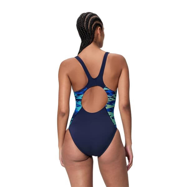 Speedo Dam Hyperbloom Splice Muscleback Baddräkt i ett stycke Peacoat/Deep Blue 8 UK