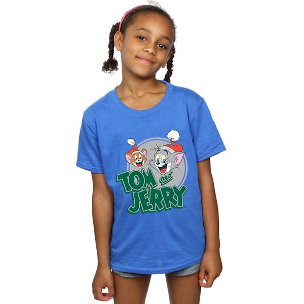 Tom And Jerry Girls Julhälsningar Bomull T-shirt 5-6 år Royal Blue 5-6 Years