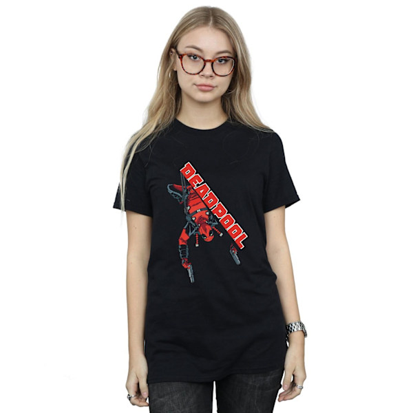 Marvel Dam/Kvinnor Deadpool Hang Split Bomull Boyfriend T-Shi Black XXL
