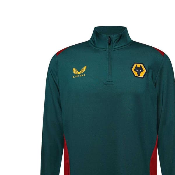 Castore Herr Wolverhampton Wanderers FC Träningströja med kvartsdragkedja Red M