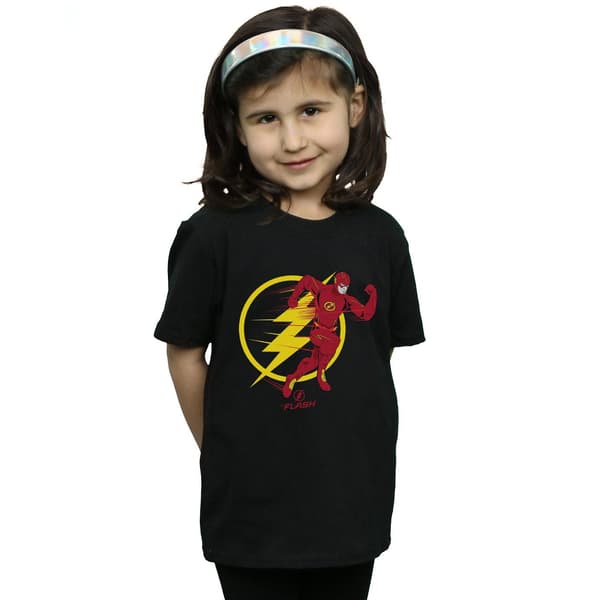 DC Comics Flickor The Flash Running Emblem T-shirt i bomull 7-8 år Black 7-8 Years
