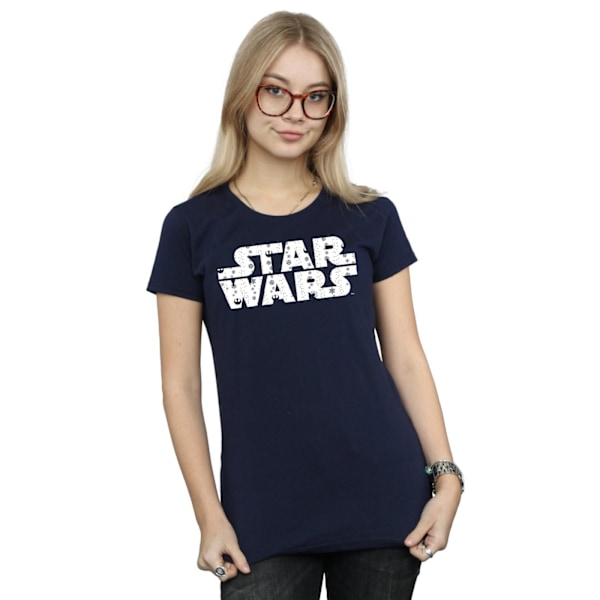 Star Wars Dam/Damer Jul-logotyp Bomull T-shirt L Marinblå Navy Blue L