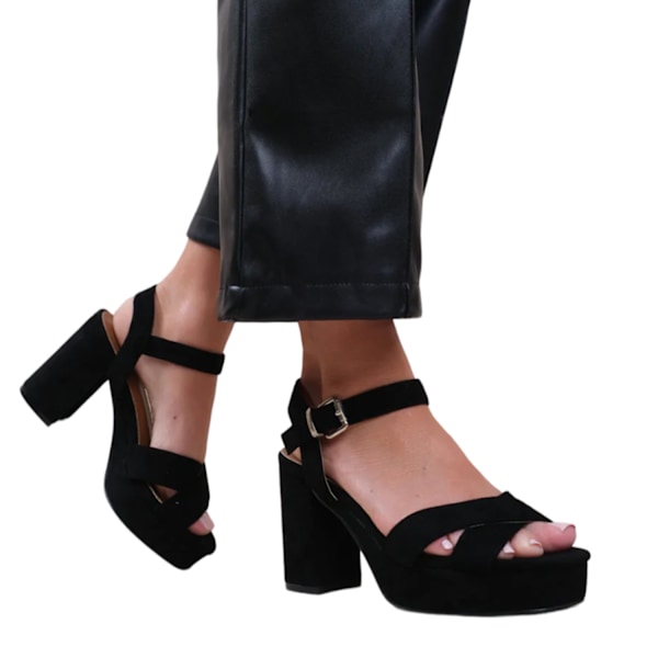 Where's That From Dam/Damer Marcia Remband Suede Platform H Black 4 UK